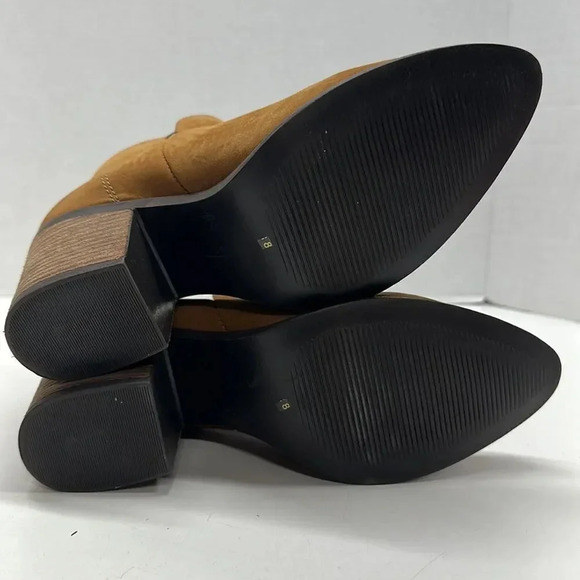 Steve Madden Pawel High Heel Suede Ankle Boots Boot Cognac Brown Women's Size 8 - Picture 10 of 11